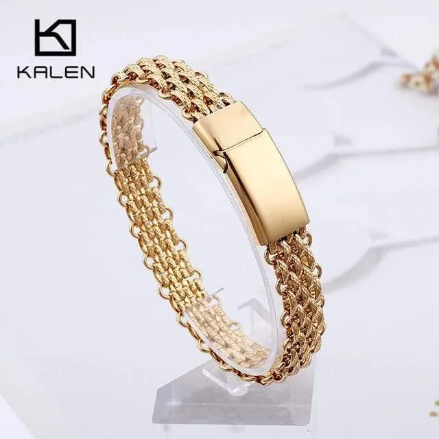 Italien Gold Edelstahl Kette Link Armbänder Für Männer Mode Männlichen 22CM Magnetische Hand Kette Armbänder Schmuck