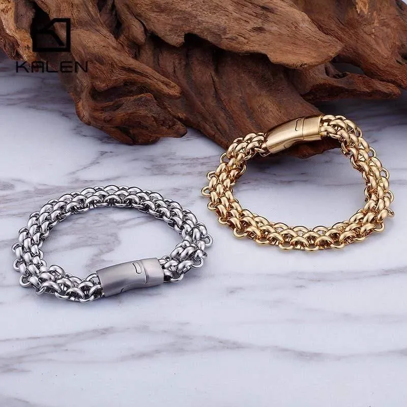 Italien Gold Edelstahl Kette Link Armbänder Für Männer Mode Männlichen 22CM Magnetische Hand Kette Armbänder Schmuck