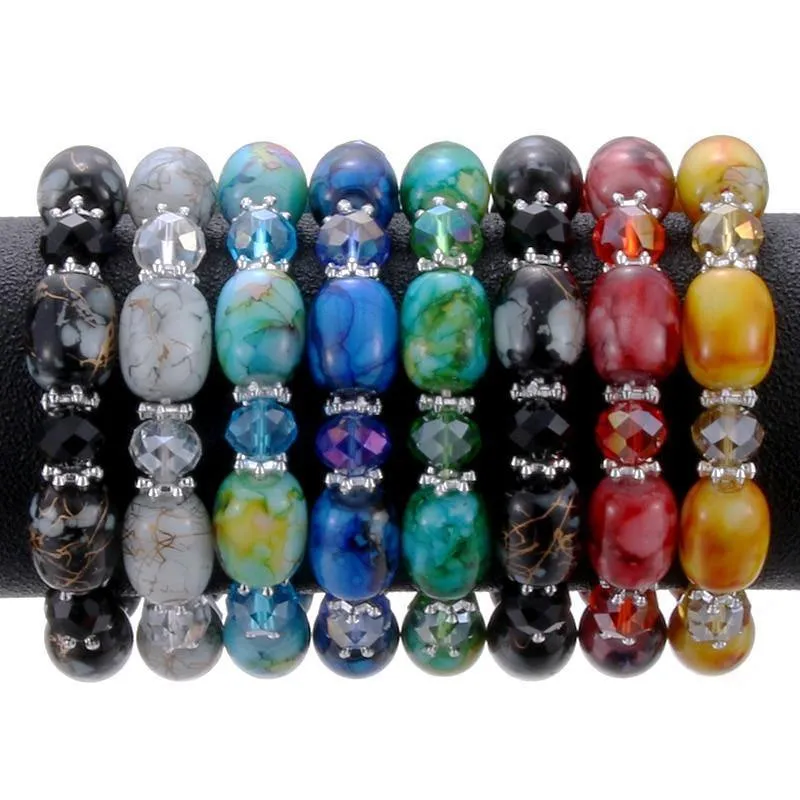 Amazonite Naturstein Streche Armband elastische Pulsrase Männer Frauen Modeschmuck Perlen erstellt Charms DIY