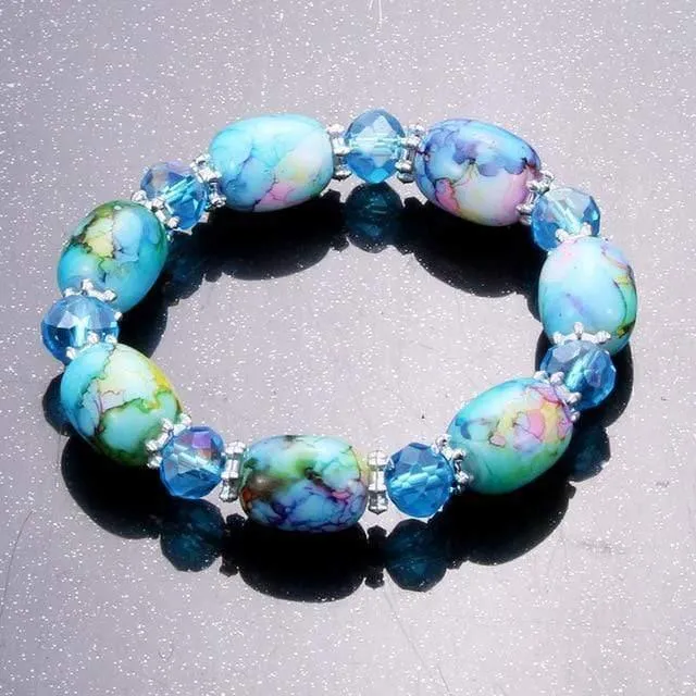 Amazonite Naturstein Streche Armband elastische Pulsrase Männer Frauen Modeschmuck Perlen erstellt Charms DIY