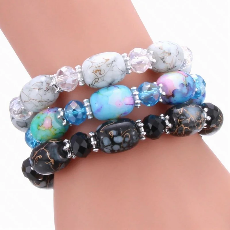 Amazonite Naturstein Streche Armband elastische Pulsrase Männer Frauen Modeschmuck Perlen erstellt Charms DIY