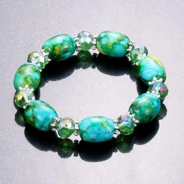 Amazonite Naturstein Streche Armband elastische Pulsrase Männer Frauen Modeschmuck Perlen erstellt Charms DIY