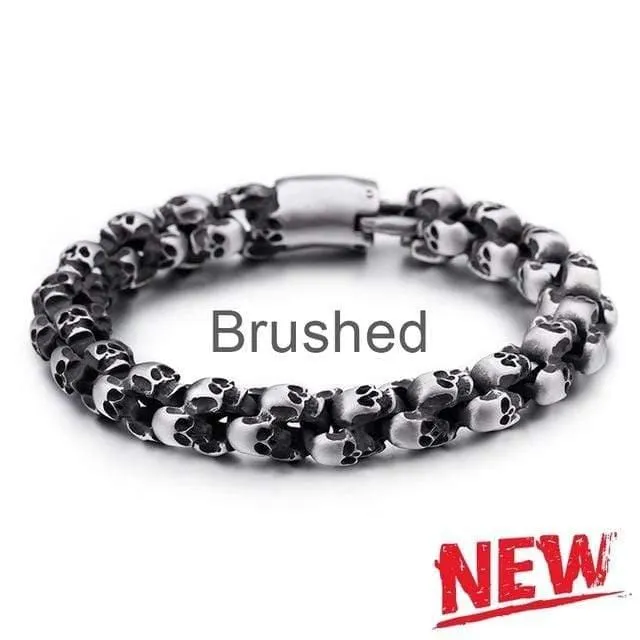22.5cm Lange Schädel Armbänder Für Männer Edelstahl Glänzende Schädel Charme Gliederkette Brecelets Männlichen Gothic Schmuck