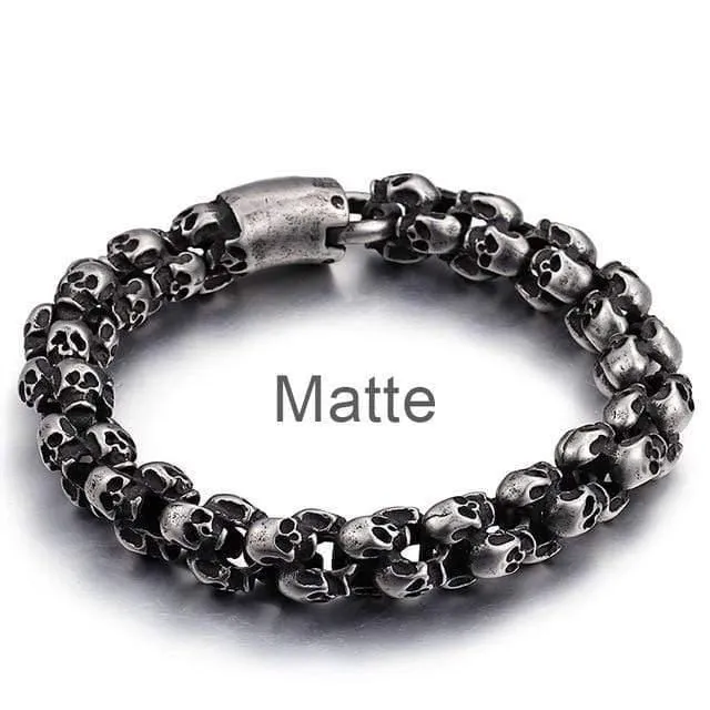22.5cm Lange Schädel Armbänder Für Männer Edelstahl Glänzende Schädel Charme Gliederkette Brecelets Männlichen Gothic Schmuck