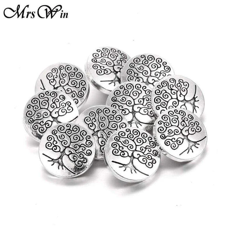 10pcs / lot neuer Schnellschmucksache-Baum des Lebens 12mm Metalldruckknöpfe passten Schnellarmband-Armband-Halsketten