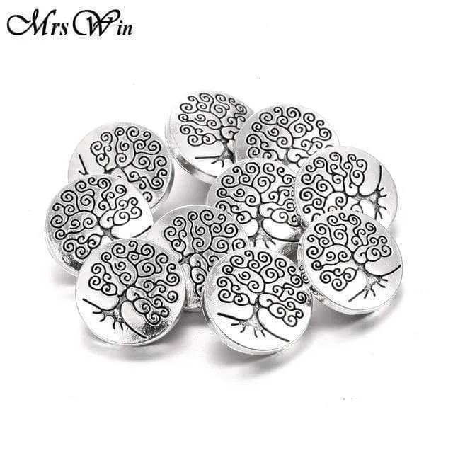 10pcs / lot neuer Schnellschmucksache-Baum des Lebens 12mm Metalldruckknöpfe passten Schnellarmband-Armband-Halsketten