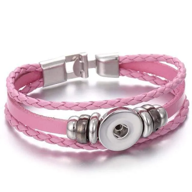 Druckknopf-Schmuck, 18 mm, Vintage-Leder, Eisenschnalle, Schnapparmband, passend für Charm-Anhänger, 18 mm Druckknöpfe, Damen- und Herren-Schmuck