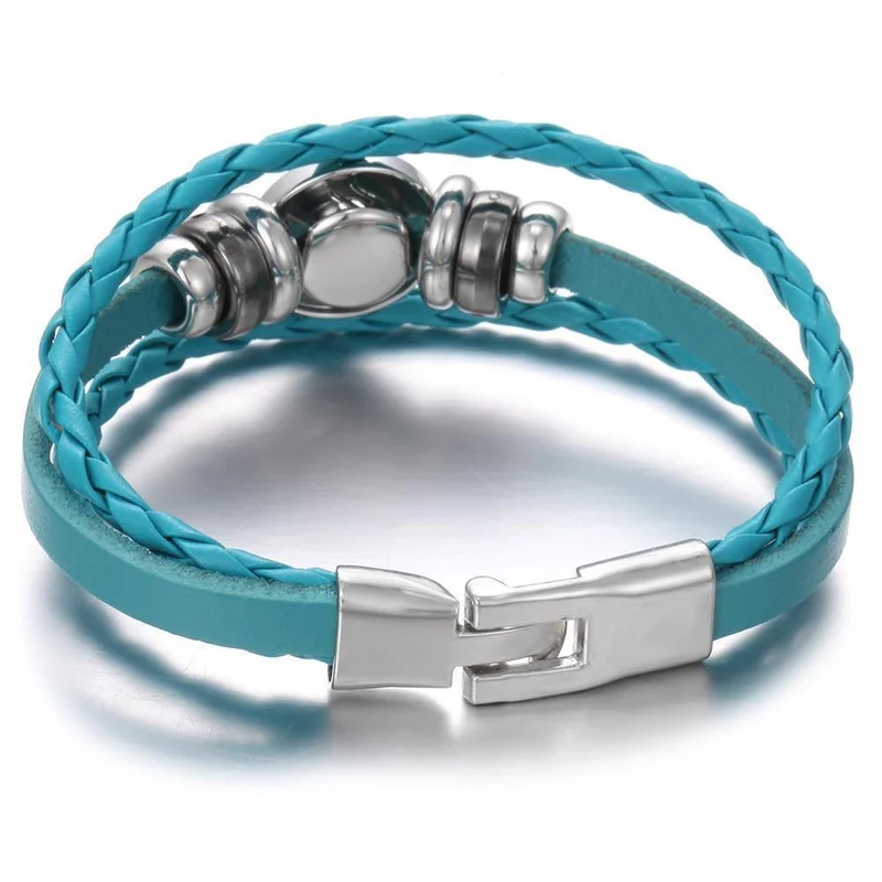 Druckknopf-Schmuck, 18 mm, Vintage-Leder, Eisenschnalle, Schnapparmband, passend für Charm-Anhänger, 18 mm Druckknöpfe, Damen- und Herren-Schmuck