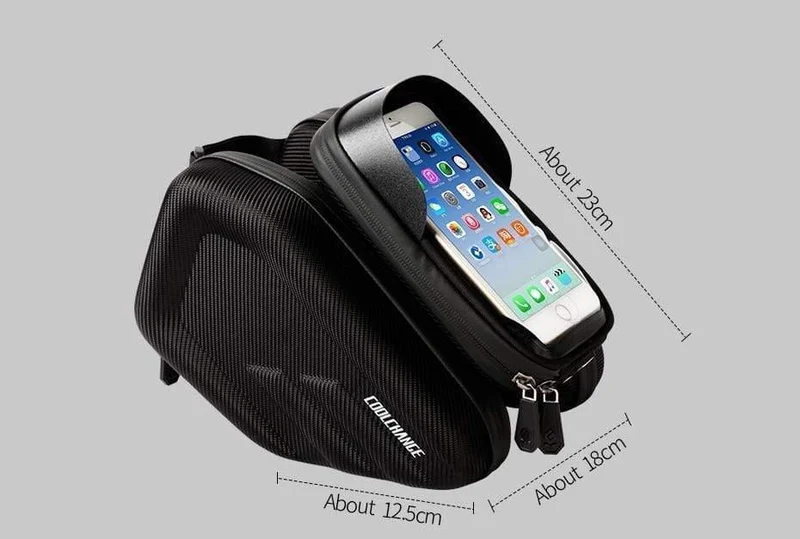Wasserdichte Fahrradtasche Rahmen Vorderkopf Oberrohr Fahrradtasche Double IPouch 6.2 Zoll Touchscreen Fahrradtasche Zubehör