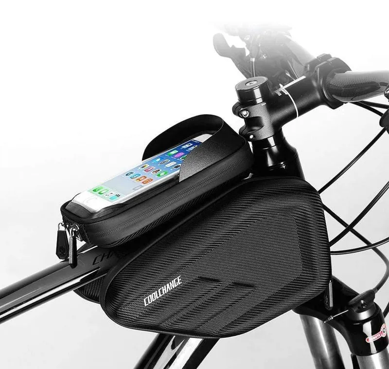 Wasserdichte Fahrradtasche Rahmen Vorderkopf Oberrohr Fahrradtasche Double IPouch 6.2 Zoll Touchscreen Fahrradtasche Zubehör