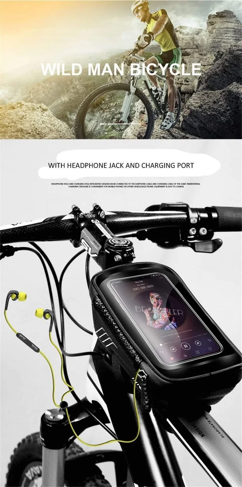 Mountainbike Tasche Regendicht Wasserdichte Mtb Front Tasche 6.2 zoll Handy Fall Fahrrad Oberrohr Tasche Radfahren Zubehör