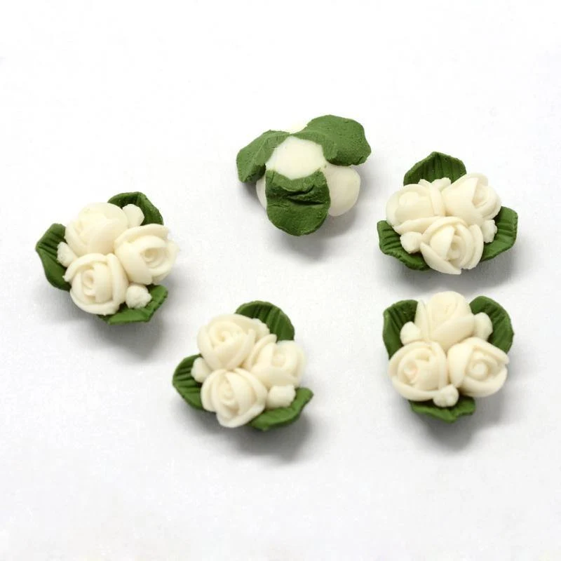 50 Stück handgefertigte Porzellan-Blumen-Cabochons, Porzellan-Tonperlen, DIY-Schmuckherstellung, ca. 15.5–17.5 mm lang, 15–17 mm breit, 8–9 mm dick
