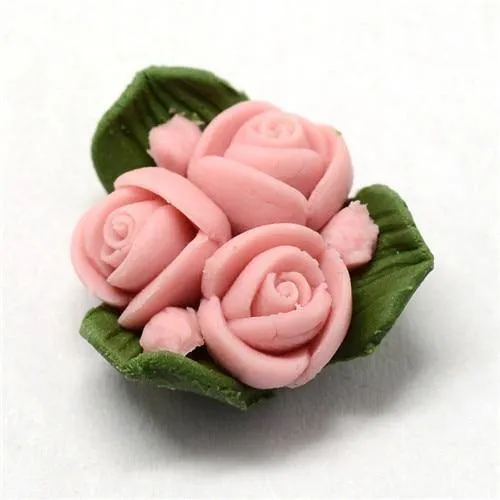 50 Stück handgefertigte Porzellan-Blumen-Cabochons, Porzellan-Tonperlen, DIY-Schmuckherstellung, ca. 15.5–17.5 mm lang, 15–17 mm breit, 8–9 mm dick
