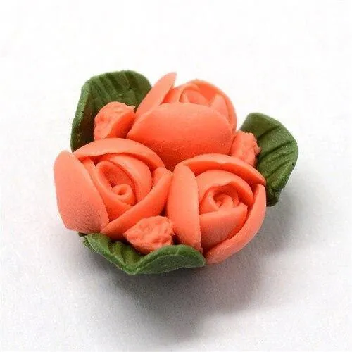 50 Stück handgefertigte Porzellan-Blumen-Cabochons, Porzellan-Tonperlen, DIY-Schmuckherstellung, ca. 15.5–17.5 mm lang, 15–17 mm breit, 8–9 mm dick