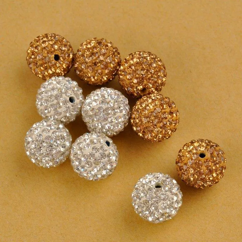 100 Stück 14 mm Strasssteine, Kristallpflaster, Ton, runde Discokugel-Abstandsperlen, Modeschmuck-Abstandshalter für Armbänder, Halsketten, DIY
