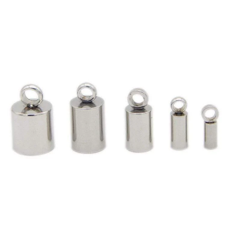 10 Stück Endkappen aus Edelstahl, silberfarben, für Fassrohre, Quasten-Endperlen, passend für 1.5 2 2.5 3 4 5 6 8 mm, rund, für die Herstellung von Lederschmuck