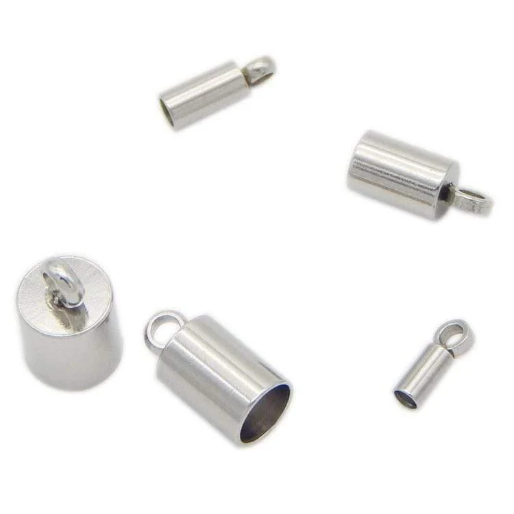 10 Stück Endkappen aus Edelstahl, silberfarben, für Fassrohre, Quasten-Endperlen, passend für 1.5 2 2.5 3 4 5 6 8 mm, rund, für die Herstellung von Lederschmuck