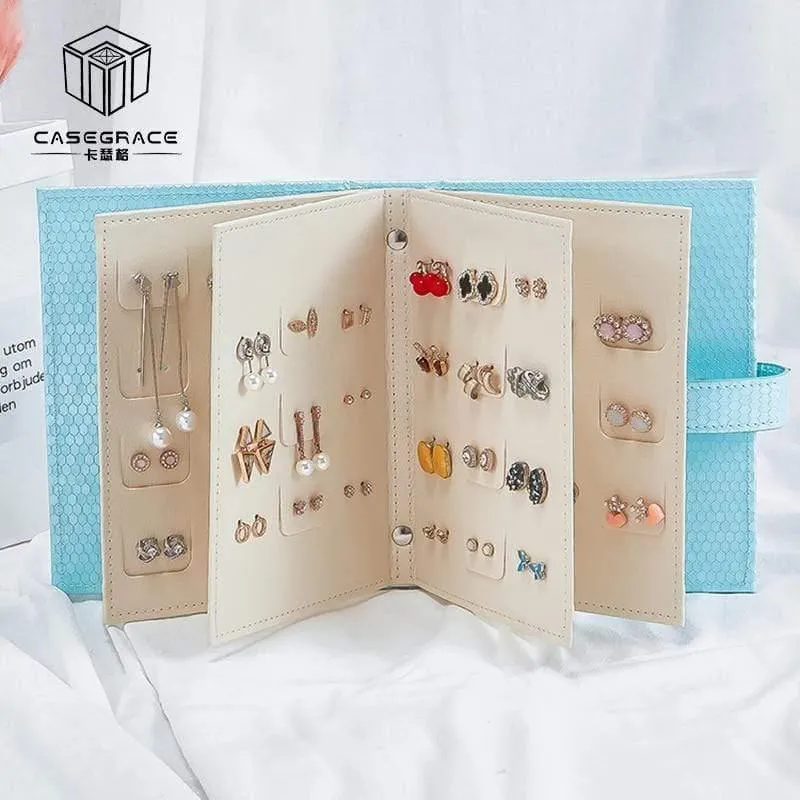 Damen-Ohrstecker-Organizer, Buch, PU-Leder, Ohrring-Aufbewahrungsbox, kreative Schatulle, Schmuck-Display-Halter, Schmuck-Organizer