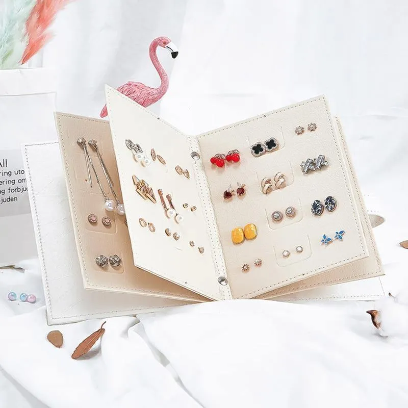 Damen-Ohrstecker-Organizer, Buch, PU-Leder, Ohrring-Aufbewahrungsbox, kreative Schatulle, Schmuck-Display-Halter, Schmuck-Organizer