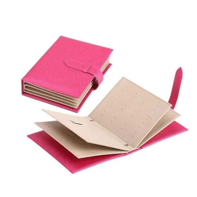 Damen-Ohrstecker-Organizer, Buch, PU-Leder, Ohrring-Aufbewahrungsbox, kreative Schatulle, Schmuck-Display-Halter, Schmuck-Organizer