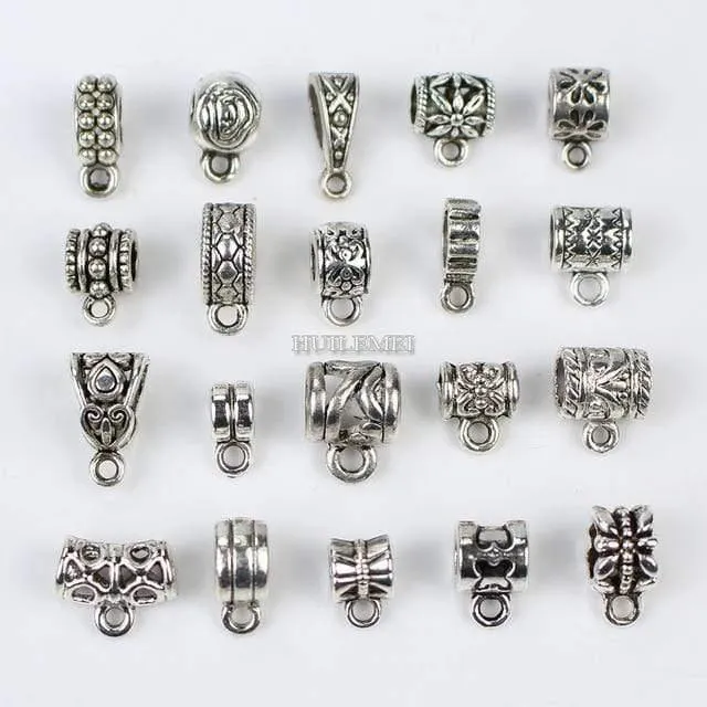 100pcs / lot Antike Silberne Farbe Charme Kaution Perlen Anhänger Clips Verschlüsse Steckverbinder Für Armband Halskette Schmuck, Die Entdeckungen