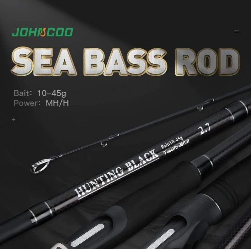 Carbon Angelrute 2.7 m 3.0 m M MH Power 10-45g Baitcasting Angelrute Wolfsbarsch Küsten angelrute 3 Abschnitte Spinnrute