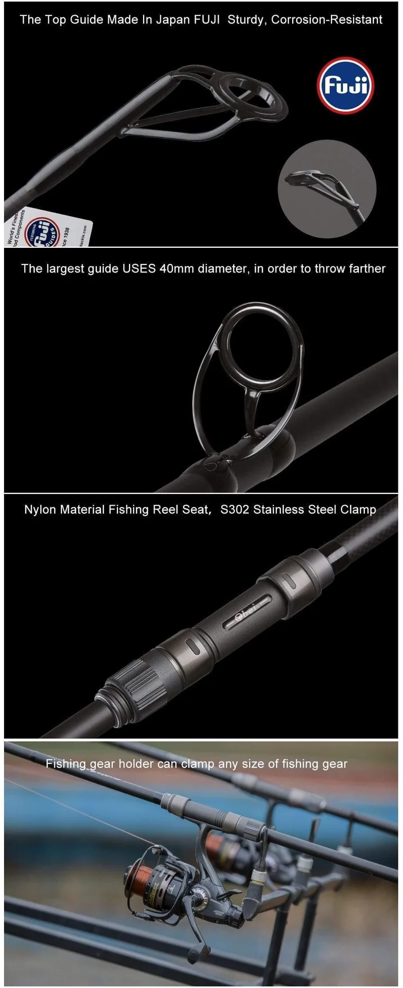 Karpfen angelrute Carbon Faser Fuji Spinning Rod pesca 4.25 lb power 40-160g 3.60 m Harte Pole Surf Rod