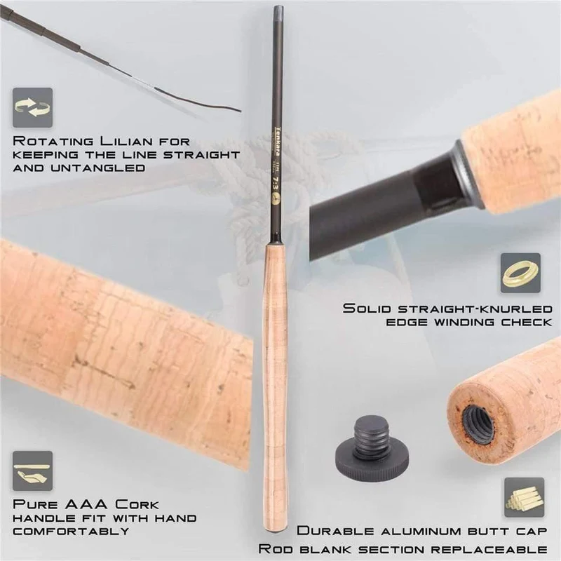 9/10/11//12/13FT Klassische Tenkara Fliegenfischen Rute 7:3 ACTION Super Leichte Traditionelle Tenkara Rute mit Hakenhalter