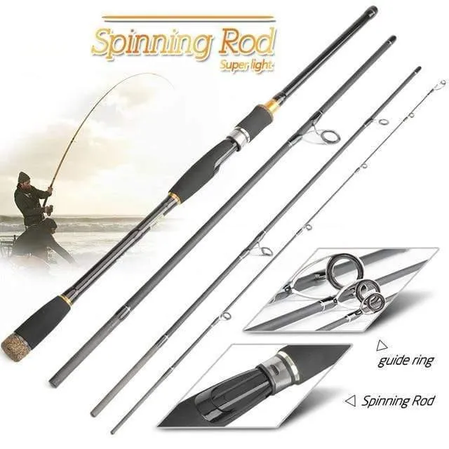 Carbon Angelrute 2.1 m 2.4 m 2.7 m 3.0 m 4 Abschnitt Spinning Casting Reise Köder Angelrute angelgerät Zubehör