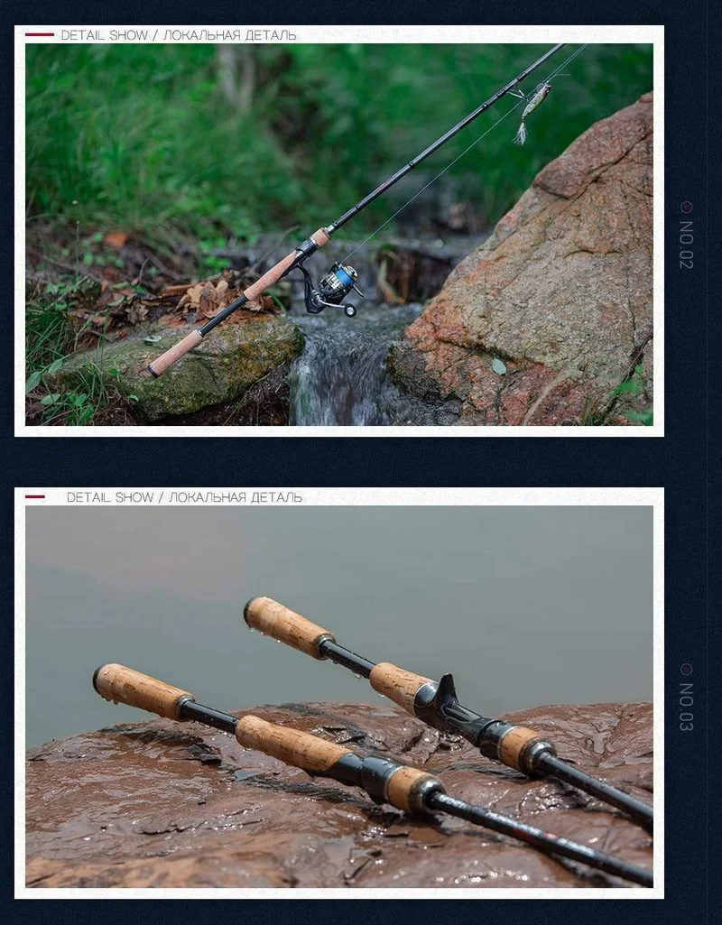 Carbon-Angelrute Obei, tragbar, für Reisen, Spincast, 1.8 m, 2.1 m, 2.4 m, 2.7 m, 3 Abschnitte, ultraleichte Köder-Angelrute
