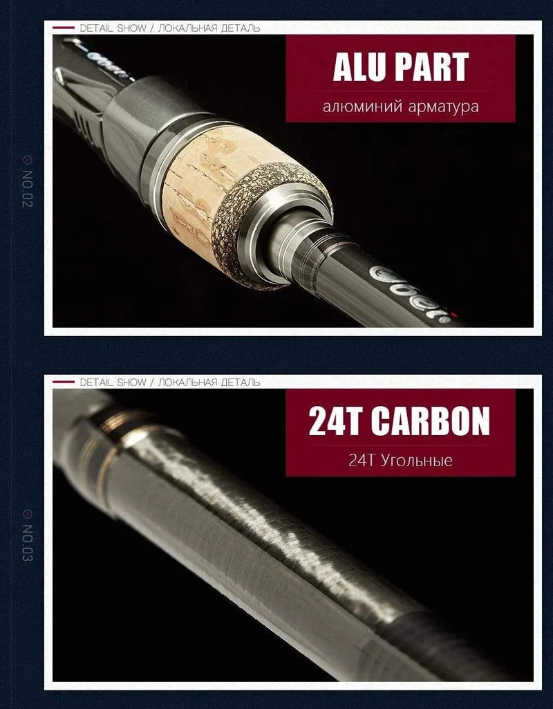 Carbon-Angelrute Obei, tragbar, für Reisen, Spincast, 1.8 m, 2.1 m, 2.4 m, 2.7 m, 3 Abschnitte, ultraleichte Köder-Angelrute