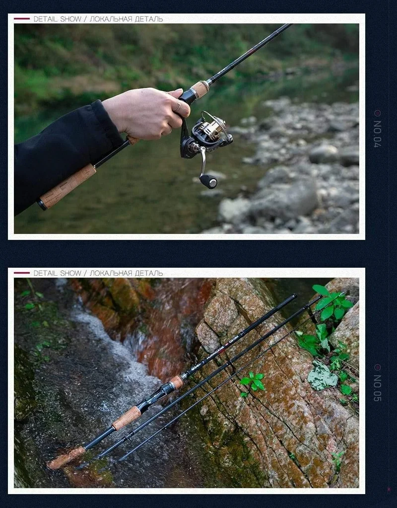 Carbon-Angelrute Obei, tragbar, für Reisen, Spincast, 1.8 m, 2.1 m, 2.4 m, 2.7 m, 3 Abschnitte, ultraleichte Köder-Angelrute