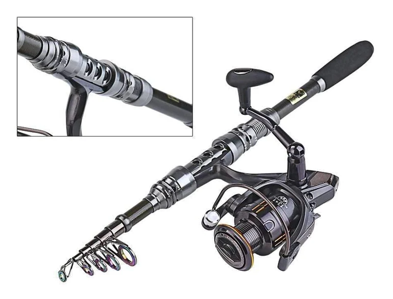 1.8-3.0m Carbon-Teleskop-Karpfenruten-Sets und 14BB Metalllöffelspule Lure Spinning Fishing Reel Pesca