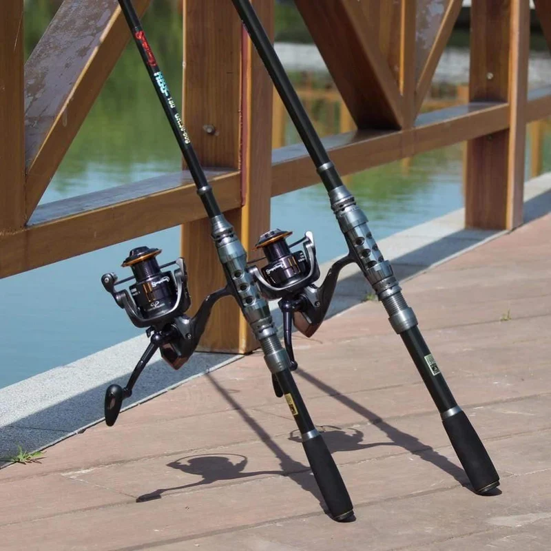 1.8-3.0m Carbon-Teleskop-Karpfenruten-Sets und 14BB Metalllöffelspule Lure Spinning Fishing Reel Pesca