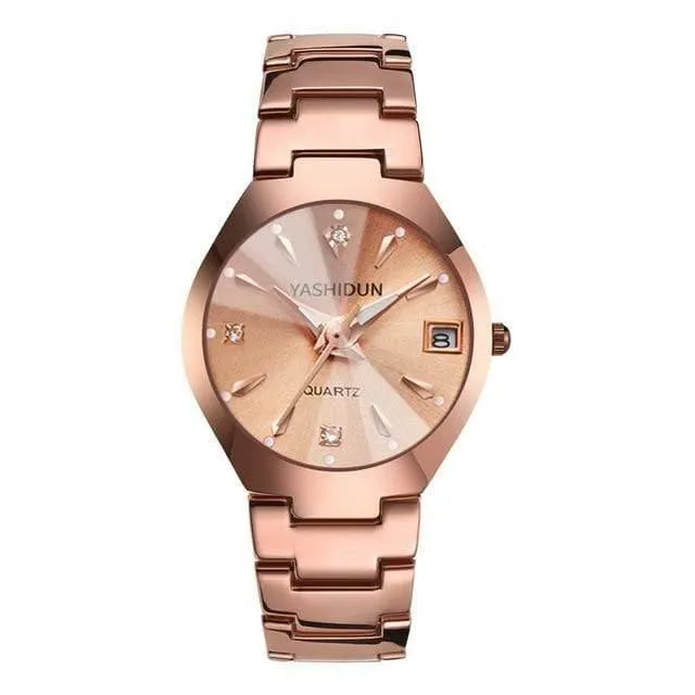 Uhr Männer und Frauen Rose Gold Quarzuhr Classic Unisex Edelstahl Liebhaber Armbanduhren Weihnachten Valentinstag Geschenke