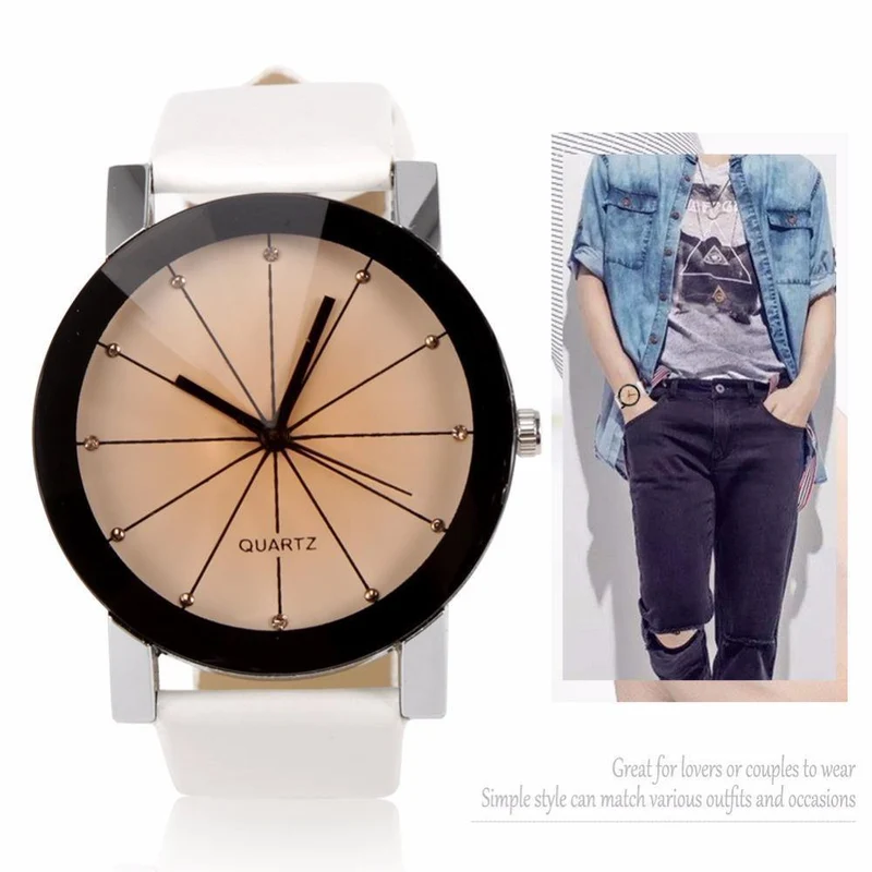 Frauen Quarz Uhren Relogio Masculinos Mode Zifferblatt Zeit Männer Uhr Leder Kleid Runde Fall Stunde Liebhaber Uhr Bayan Kol Saat