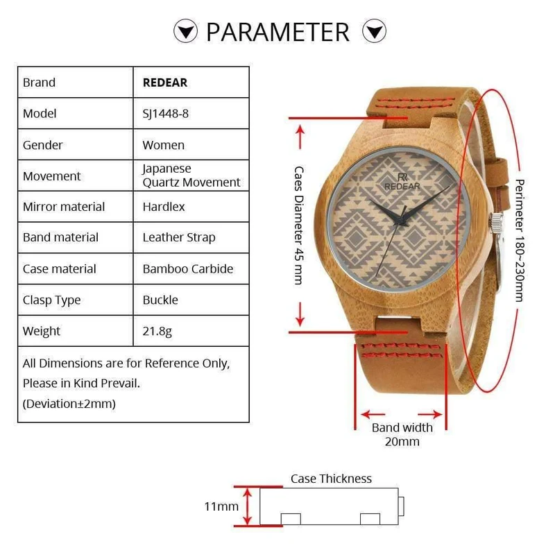 Der Bambus des Liebhabers passt Retro spezielle wellenförmige Linien Frauen-Uhr-echtes Leder-Uhrenarmband-Geburtstags-Geschenke auf