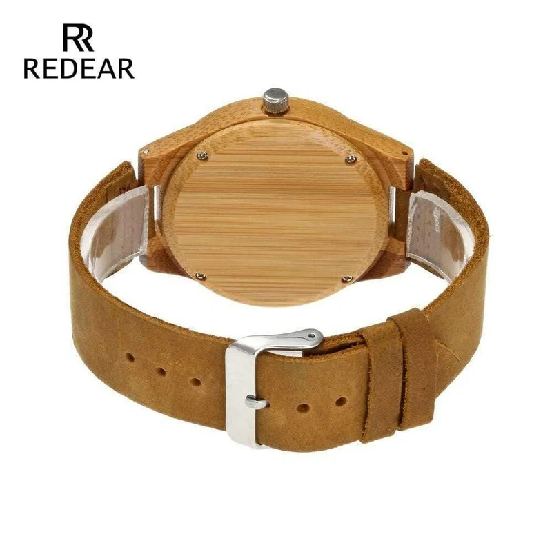 Der Bambus des Liebhabers passt Retro spezielle wellenförmige Linien Frauen-Uhr-echtes Leder-Uhrenarmband-Geburtstags-Geschenke auf