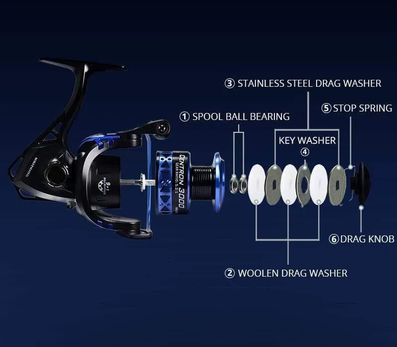 Centron Low Profile Süßwasser-Spinnrolle, maximale Zugkraft, 8 kg, Karpfen-Angelrolle für Barschangeln, Serie 500–5000