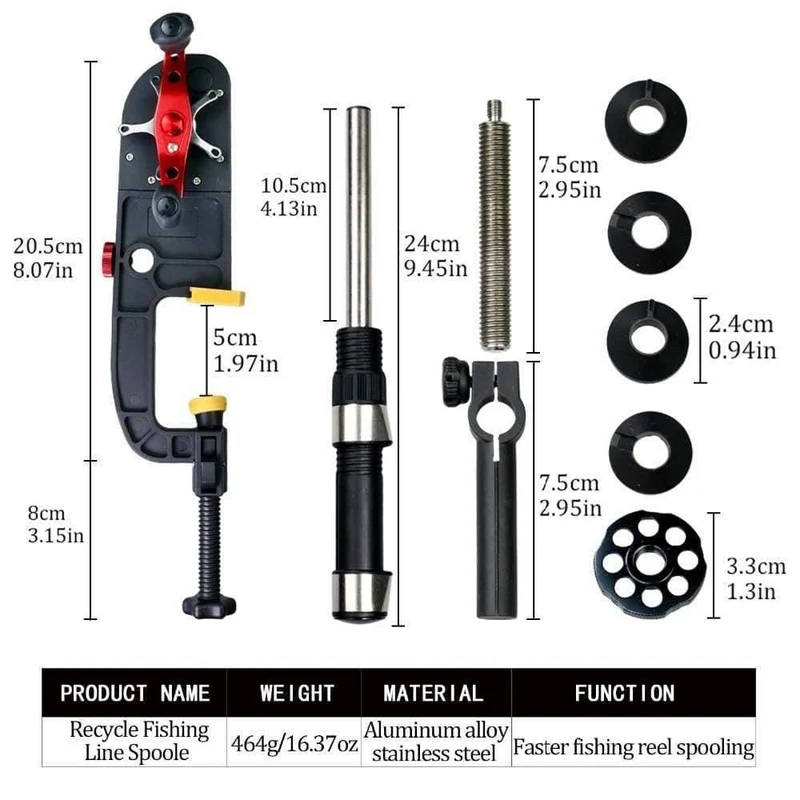 Angelschnurwickler Spooler System Maschine Baitcasting Rollenwickler Tragbare Aluminium Angelschnurwickler Rollenwickler Station