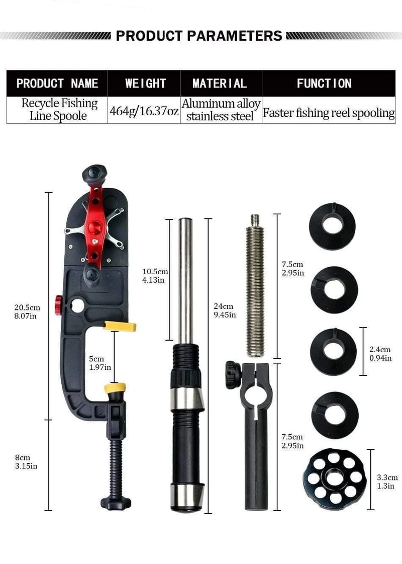 Angelschnurwickler Spooler System Maschine Baitcasting Rollenwickler Tragbare Aluminium Angelschnurwickler Rollenwickler Station