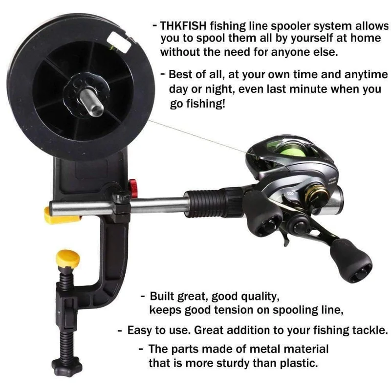 Angelschnurwickler Spooler System Maschine Baitcasting Rollenwickler Tragbare Aluminium Angelschnurwickler Rollenwickler Station