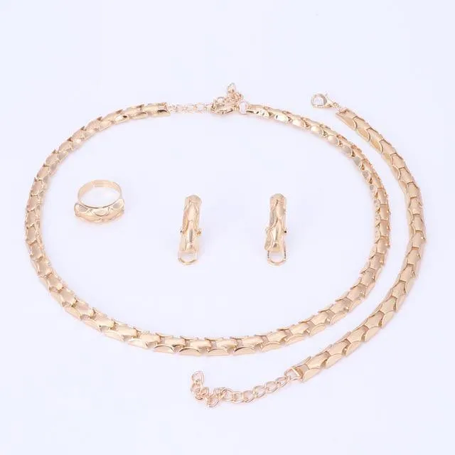 Schmuck-Set Exquisite Flash Dubai Gold Farbe Halskette Sets Nigerianischen Hochzeit Braut Günstige Großhandel