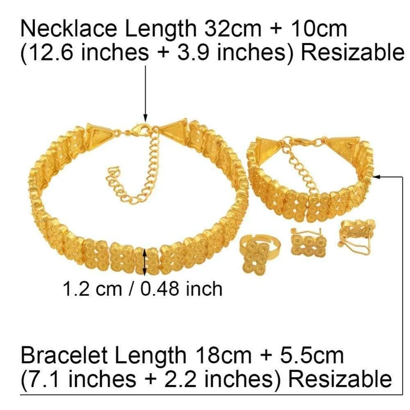 Hochzeitsgeschenke Ethiopian Chokers Halskette Armband Ohrring Gold Farbe Schmuck-Set #J0771