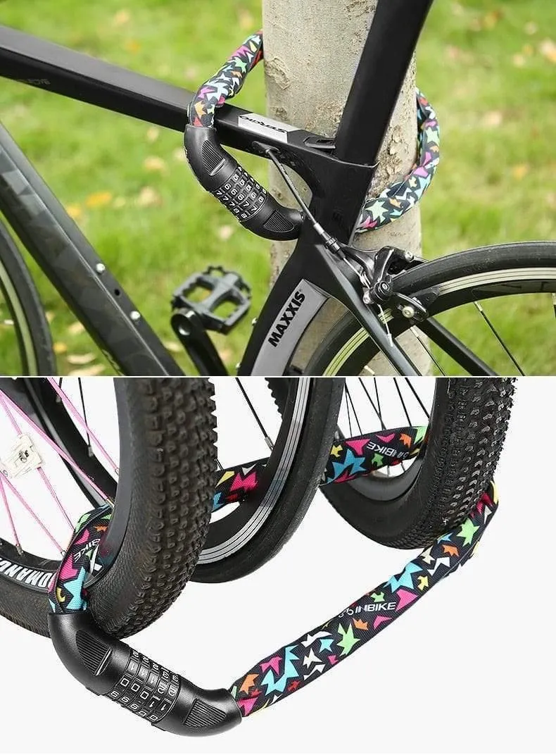 Fahrradkettenschloss, 5-stelliges Passwort, professionelles Fahrradschloss, MTB, Fahrrad, Motorrad, Glasschiebetürschloss, Fahrradzubehör