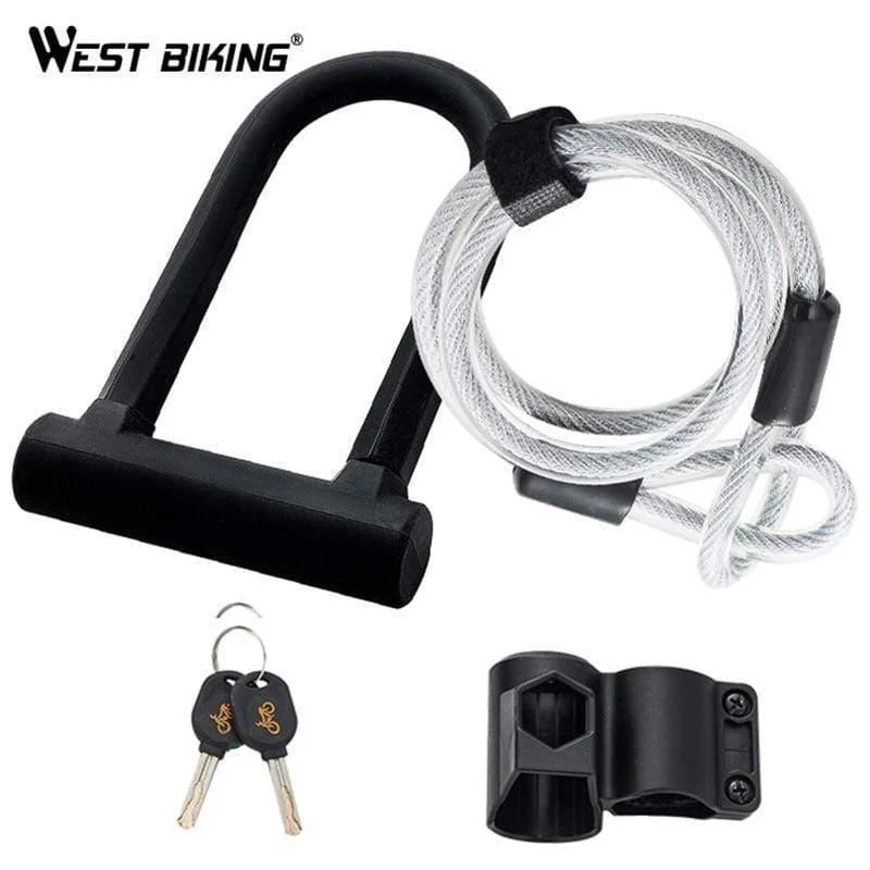 Safety Bike U-Lock Stahl MTB Rennrad Fahrrad Kabelschloss Diebstahlsicherung Heavy Duty Lock Set Radfahren Bügelschloss mit Kabel