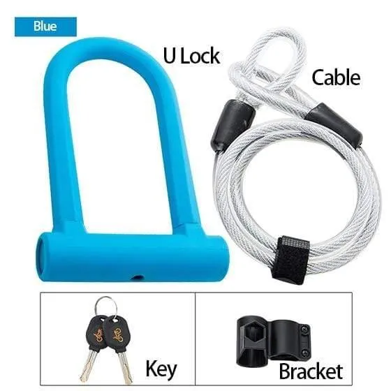 Safety Bike U-Lock Stahl MTB Rennrad Fahrrad Kabelschloss Diebstahlsicherung Heavy Duty Lock Set Radfahren Bügelschloss mit Kabel