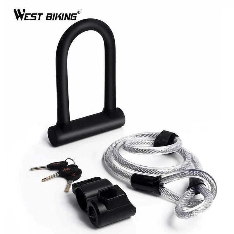 Safety Bike U-Lock Stahl MTB Rennrad Fahrrad Kabelschloss Diebstahlsicherung Heavy Duty Lock Set Radfahren Bügelschloss mit Kabel
