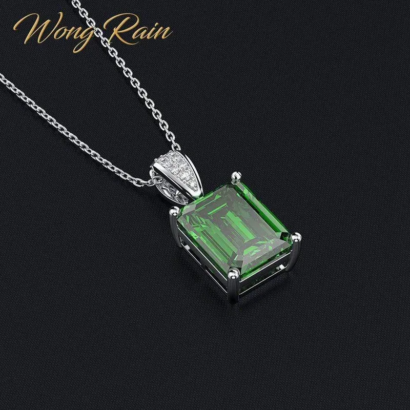 925 Sterling Silber Erstellt Moissanit Smaragd Edelstein Diamanten Anhänger Halskette Edlen Schmuck Großhandel