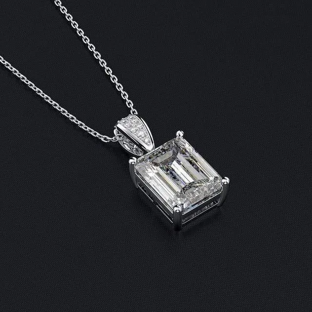 925 Sterling Silber Erstellt Moissanit Smaragd Edelstein Diamanten Anhänger Halskette Edlen Schmuck Großhandel